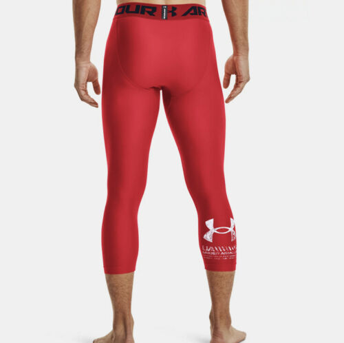 Quần Giữ Nhiệt Nam - Under Armour Men's HeatGear Armour Graphic 3/4 Leggings Red