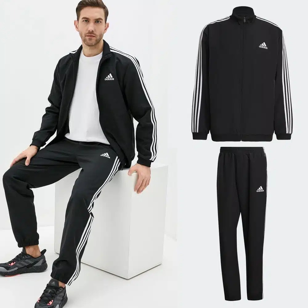 Bộ Thể Thao Nam Chính hãng - Bộ Gió Aeroready Essentials Regular-Fit 3-Stripes Track Suit ''Black'' - GK9950