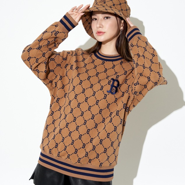 Áo Sweater Chính Hãng - MLB Diamond Monogram Jacquard 