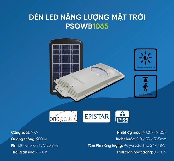 Đèn đường Led năng lượng mặt trời PSOWB1065 Paragon 10W