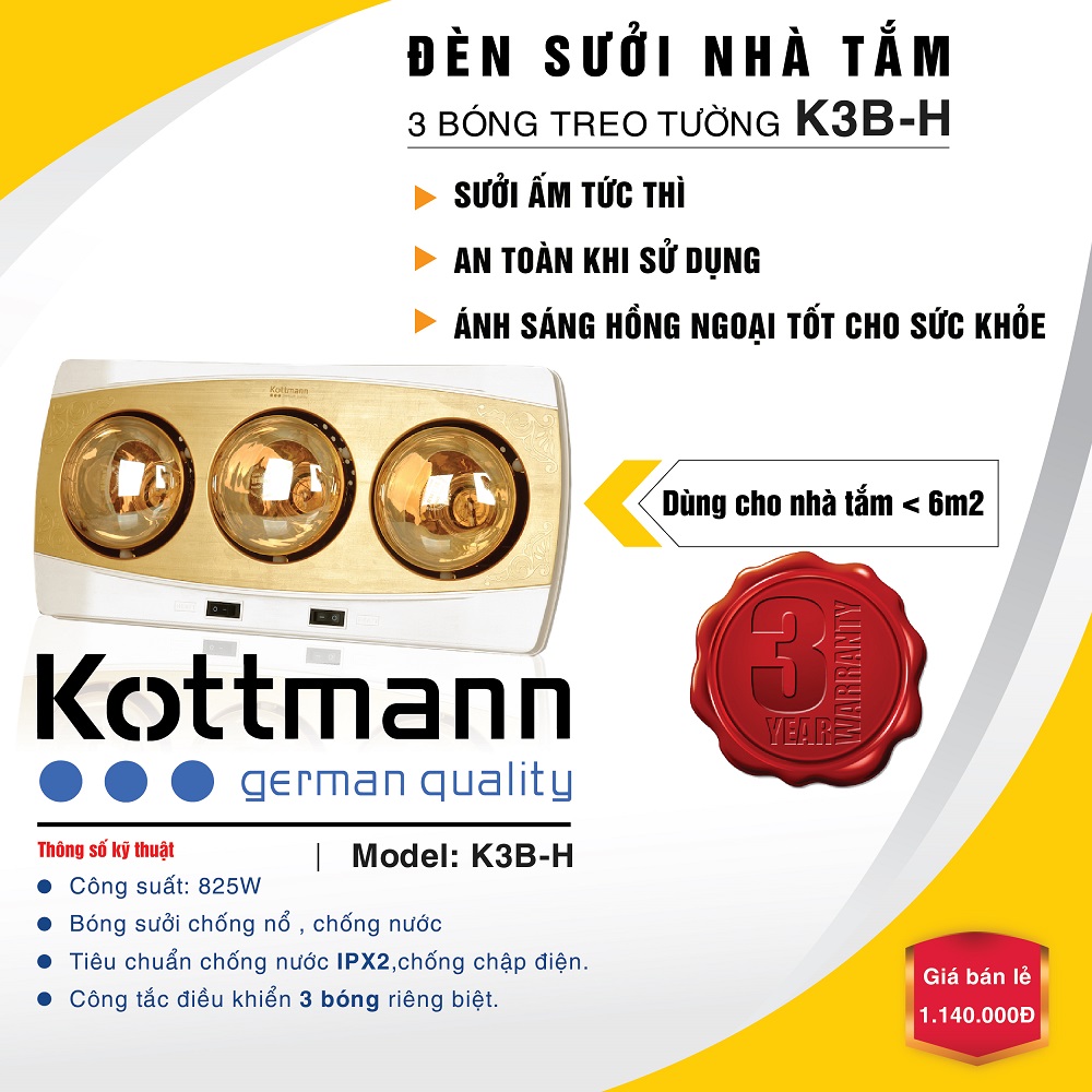 Đèn Sưởi Chống Nổ 3 Bóng Kottmann – K3BH