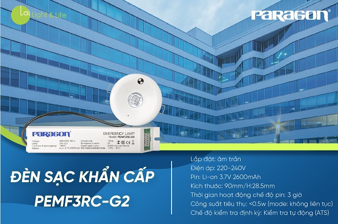 Đèn sạc âm trần Paragon