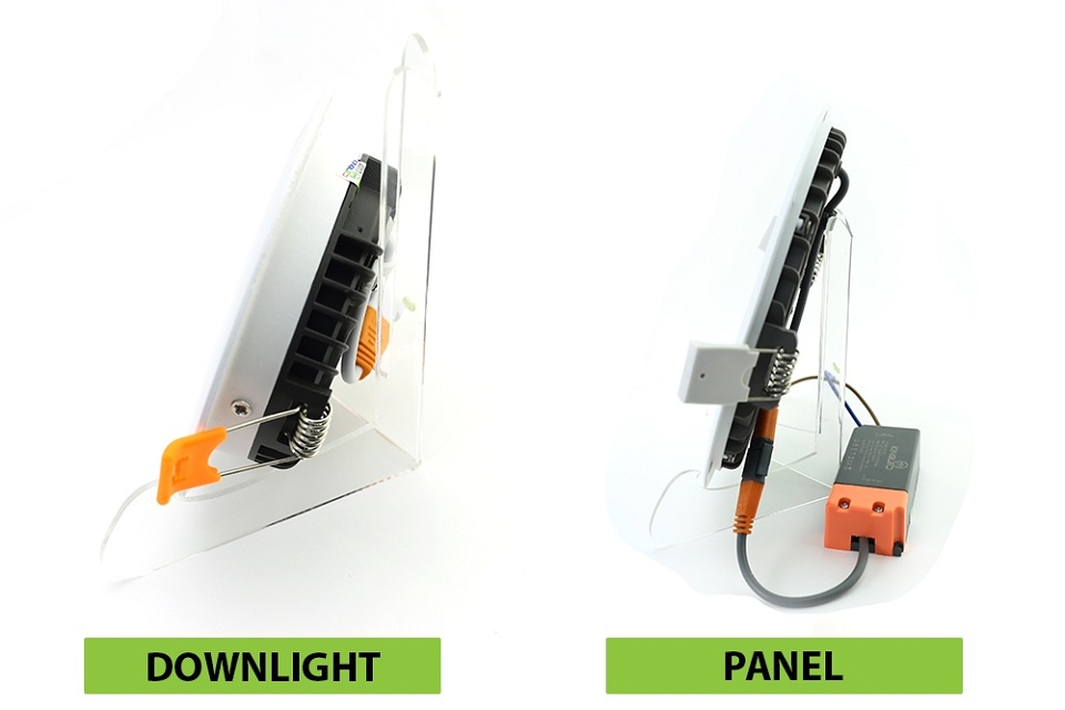 Phân biệt giữa đèn led âm trần panel và đèn led downlight