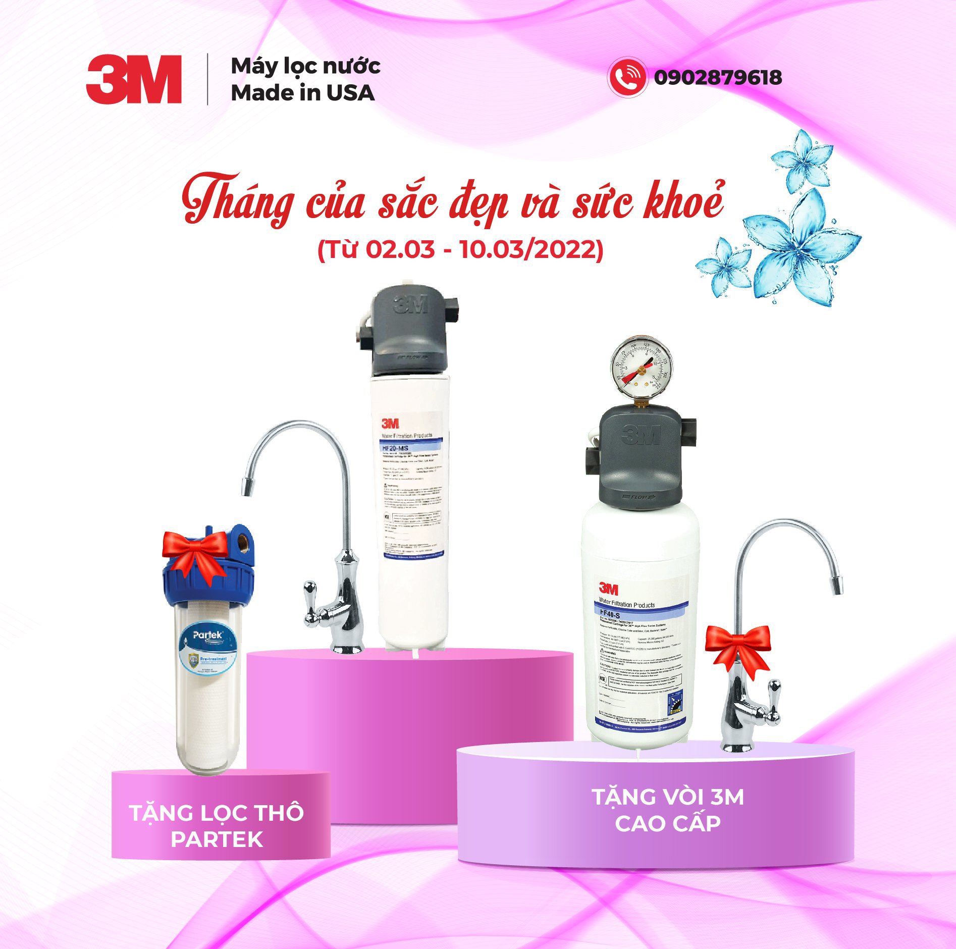 Máy lọc nước 3M khuyến mãi chào mừng ngày phụ nữ 8 tháng 3