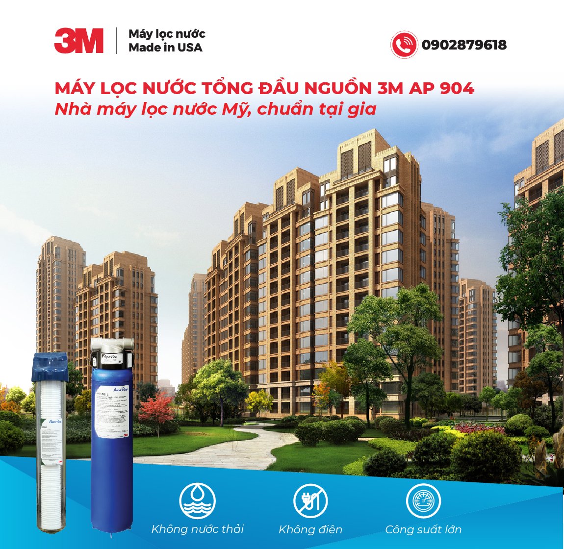 Máy lọc nước đầu nguồn cho căn hộ chung cư 3M AP904