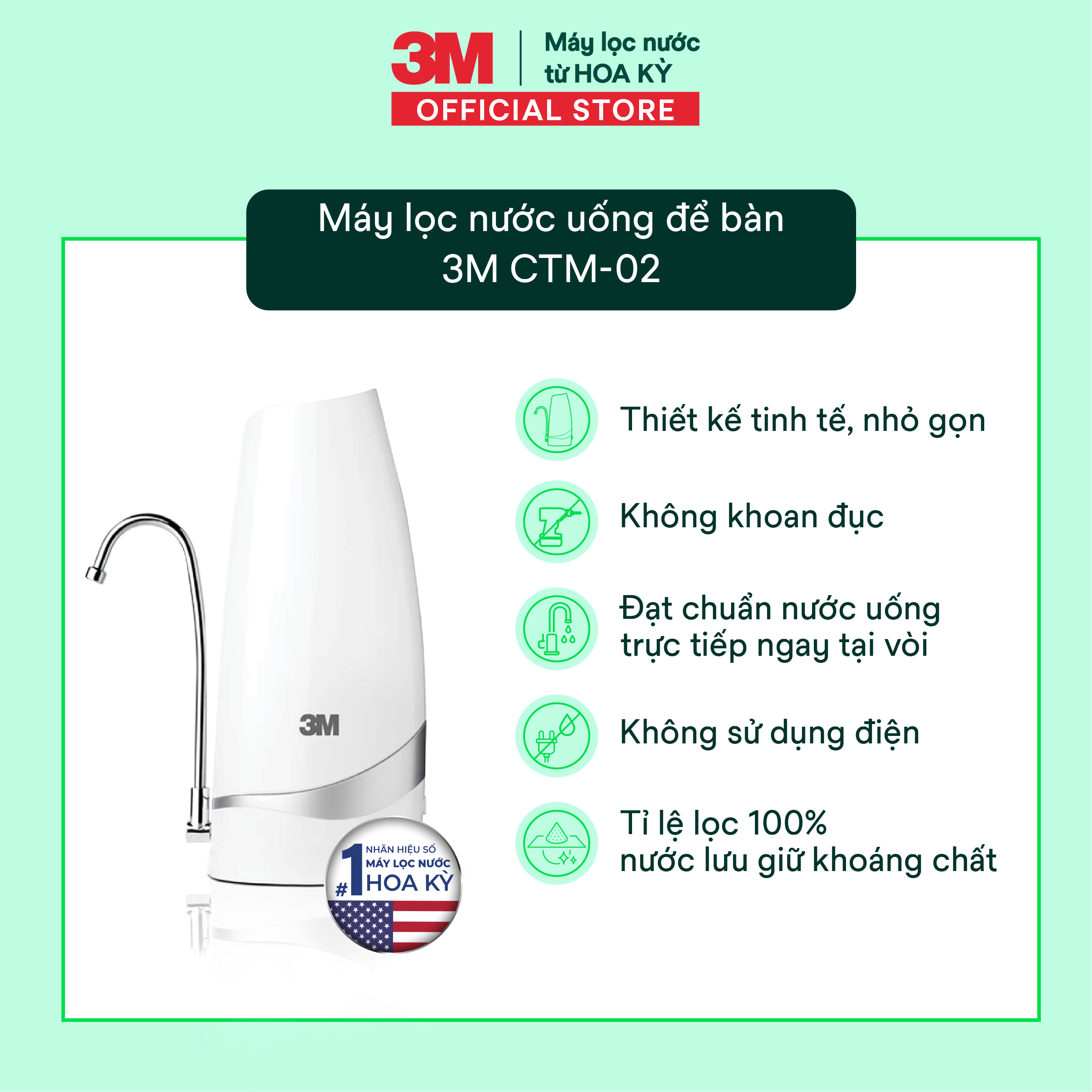 Máy lọc nước uống để bàn không dùng điện 3M CTM-02