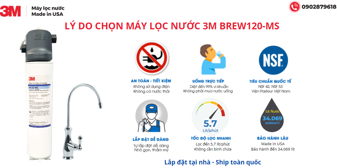 Lợi ích nổi trội của máy lọc nước 3M BREW120-MS