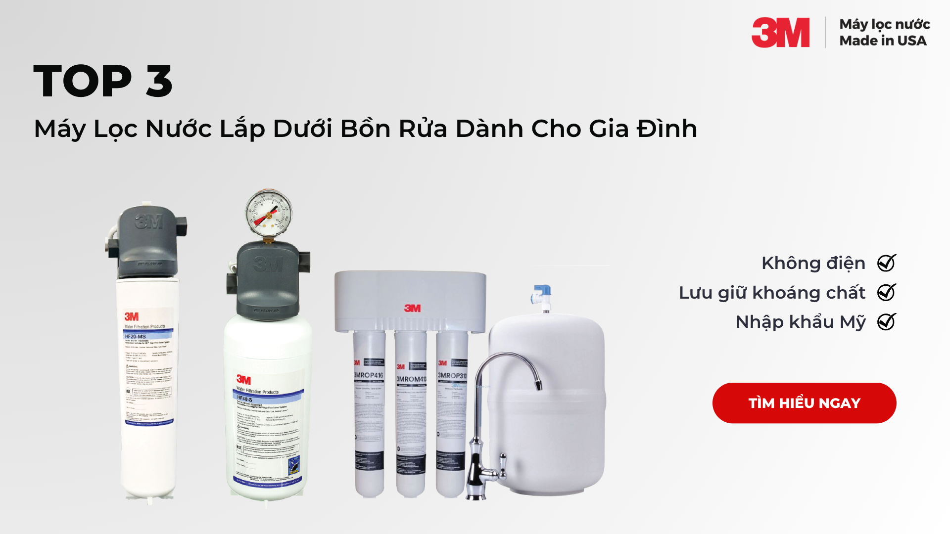 Top 3 máy lọc nước lắp dưới bồn rửa dành cho gia đình