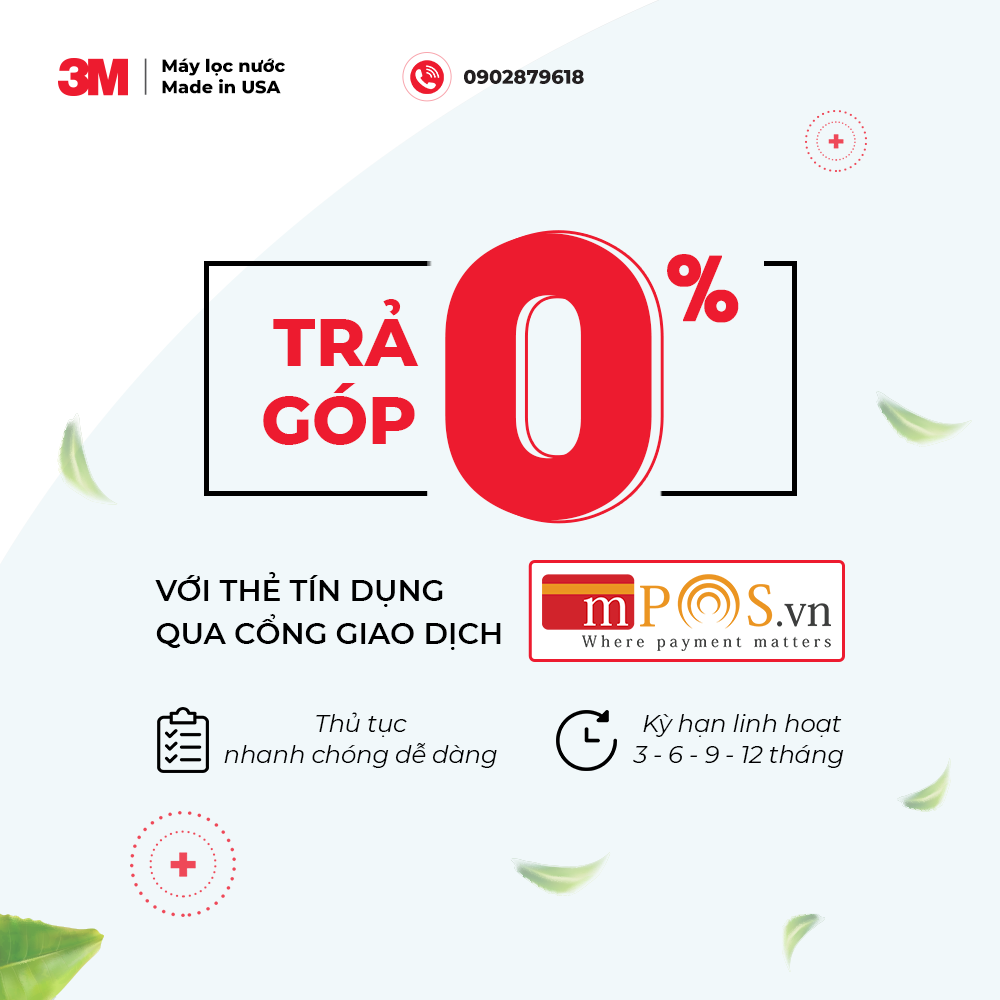 Hỗ trợ trả góp 0% lãi suất máy lọc nước 3M