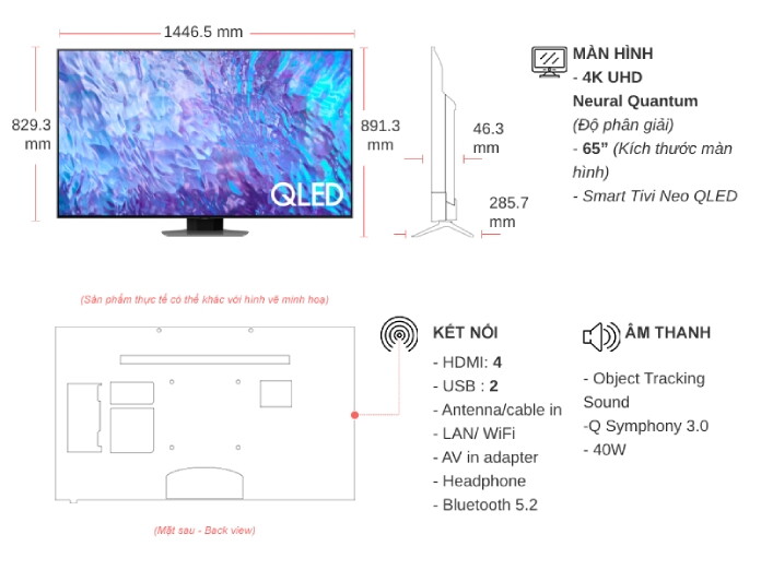 Smart Tivi QLED Samsung 4K 65 inch QA65Q80CAKXXV