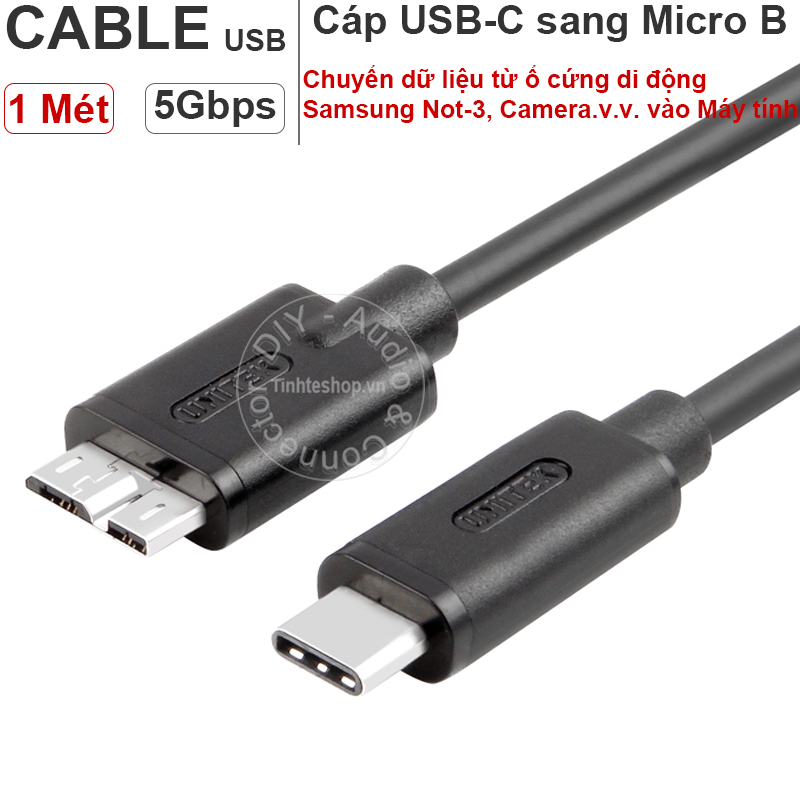 dây usb-c 3.1 ra usb 3.0 micro B Unitek Y-C475BK