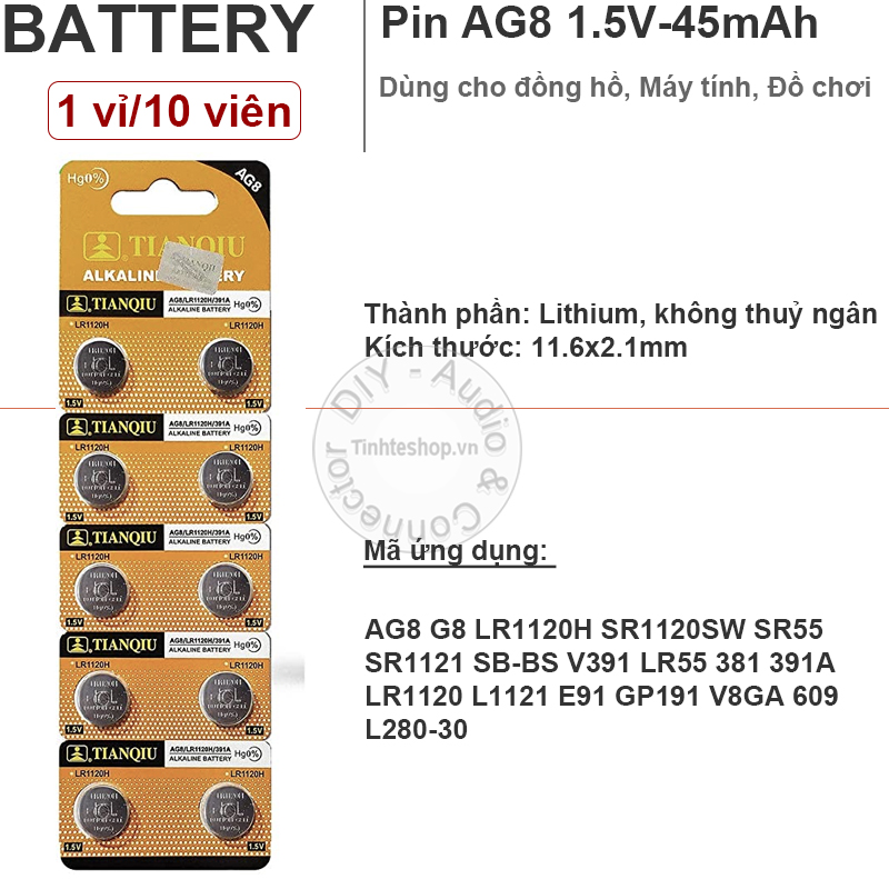 Pin đầu đũa AG8 LR1120H SR1120SW SR55 SR1121 V391