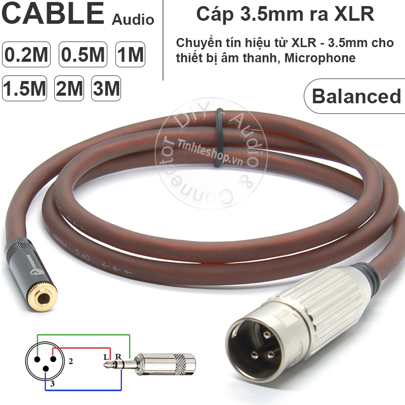 XLR male to 3.5mm microphone balanced