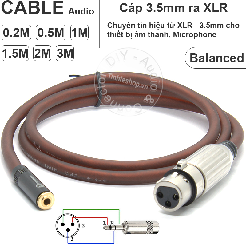 Microphone Audio XLR female to 3.5mm female DIY cable