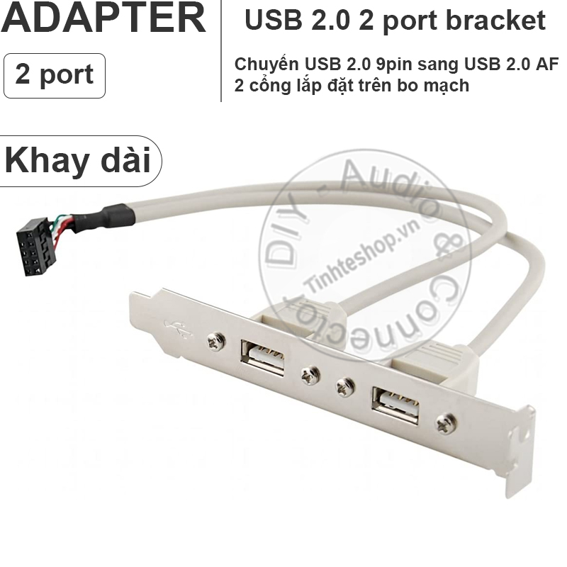 - Hãng sản xuất: OEM - Model: - Xuất xứ: Trung Quốc - Màu sắc: Màu trắng - Giao tiếp: USB 2.0 9pin, USB 2.0 AF 2 cổng - Phiên bản USB: V2.0 - Băng thông: 480Mbps - Kích thước dây: ~30Cm - Khay lắp: Loại dài - Ứng dụng: Sử dụng cho việc mở rộng cổng USB 2.0, cố định trên thùng máy PC. - Tình trạng: Mới - Bảo hành: 12 tháng Tag: Bộ chia USB 2.0 trên máy tính bàn, USB hub 2.0 2 port, 2 port USB 2.0 hub bracket, Khay lắp USB trên PC Bộ chia USB 2.0 2 cổng lắp trên vỏ thùng máy tính bàn - Mở rộng thêm cổng giao tiếp USB 2.0 và cố định trên vỏ thùng của máy tính bàn, tận dụng tối đa các cổng cắm trên bo mạch chủ. - USB hub 2 cổng là phiên bản 2.0, tốc độ cho phép tối đa theo lý thuyết là 480Mbps. Trường hợp máy tính của Khách hàng là USB 3.0 20pin thì nên chuyển qua loại tương tự để có thể đạt được tối đa tốc độ về dữ liệu. - Khay lắp (bracket) là loại áp dụng cho PC thông thường full size, vì thế không dùng cho được loại PC slim, Khách hàng có nhu cầu về loại Hub USB lắp thùng máy PC slim hãy tìm trong website hoặc liên hệ với chúng tôi để được hỗ trợ.