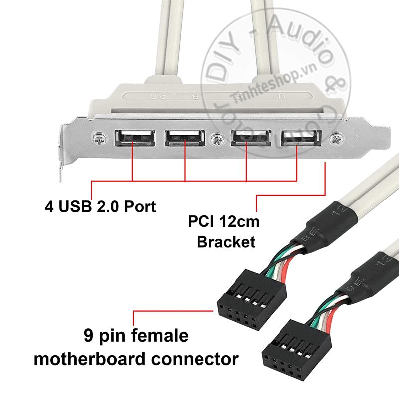 SB 2.0 9pin to USB 2.0 AF 4 port