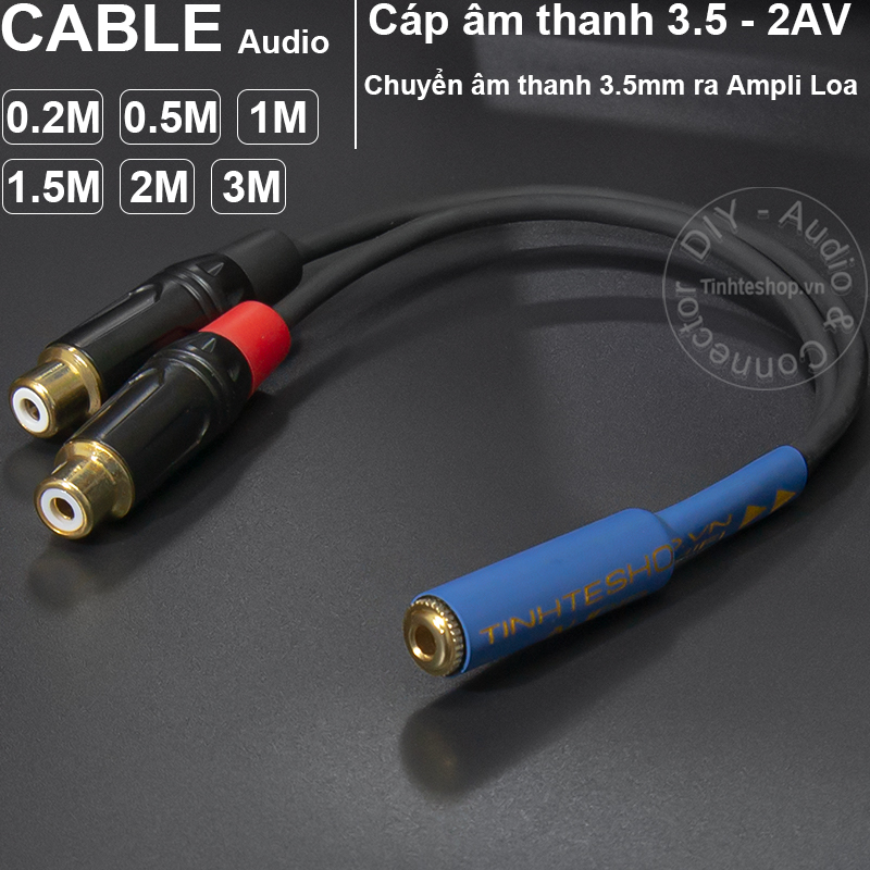 Cáp 3.5mm cái sang 2AV