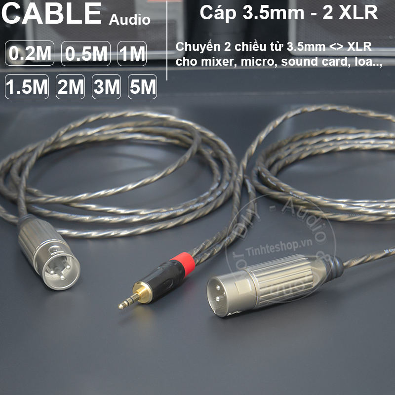 DIY 3.5mm to 2 XLR male audio cables from 0.2 to 5 meters