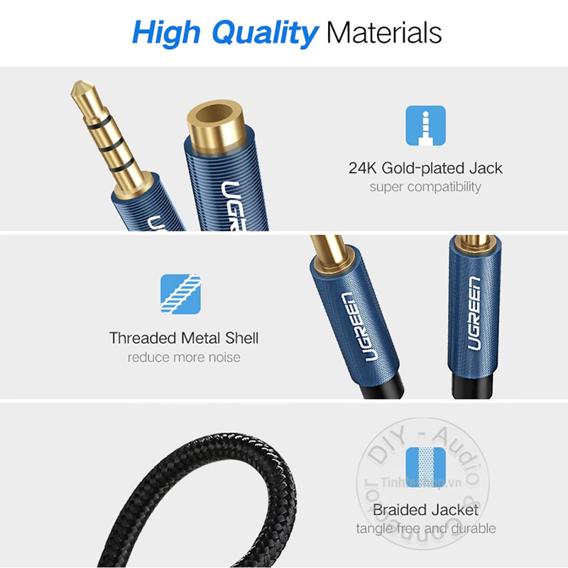 ugreen av118 audio cable 3.5mm aux 4 pole