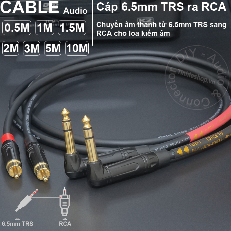 Cáp AV ra 6.5 TRS cho loa kiểm âm DIY 0.5 đến 10 mét