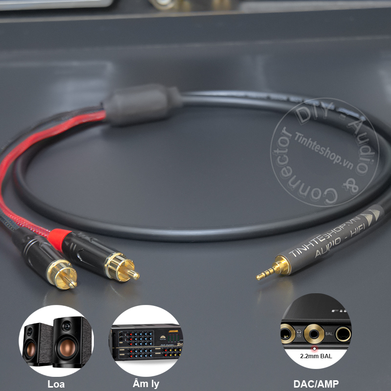 2.5 to 2 RCA balanced audio cable for DAC AMP Speaker Amplifier