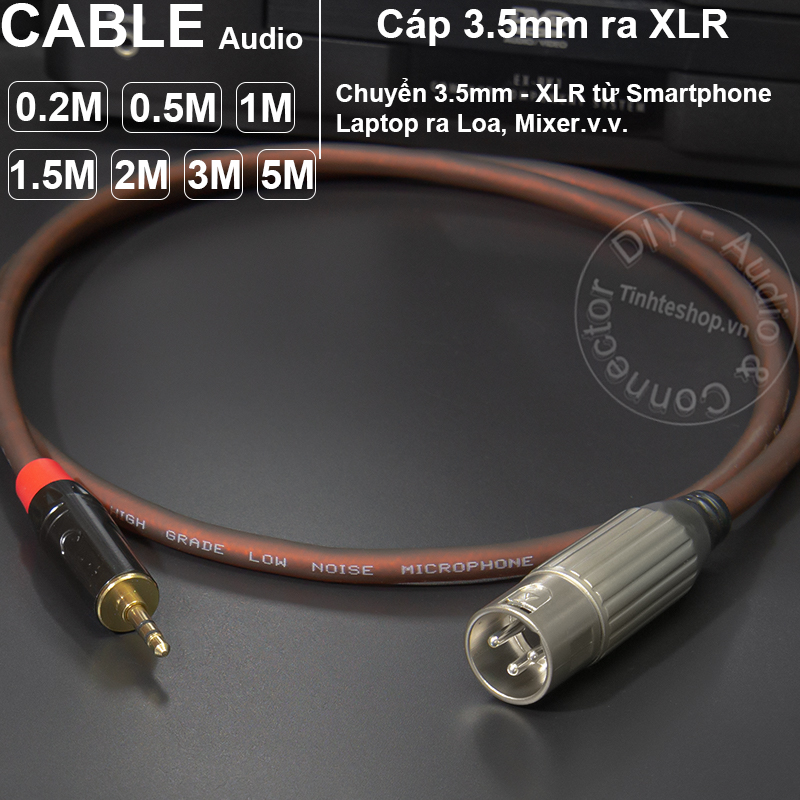 Dây âm thanh 3.5 ly ra canon XLR đực unbalanced