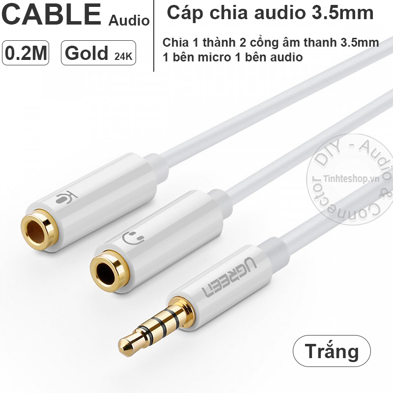 cáp chia audio 3.5mm 1 ra 2 ugreen 10789