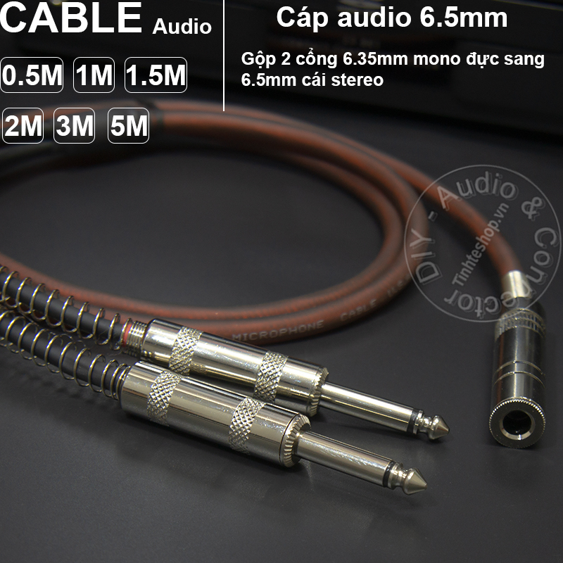 2x 6.5mm mono male to 6.5mmemale cable stereo