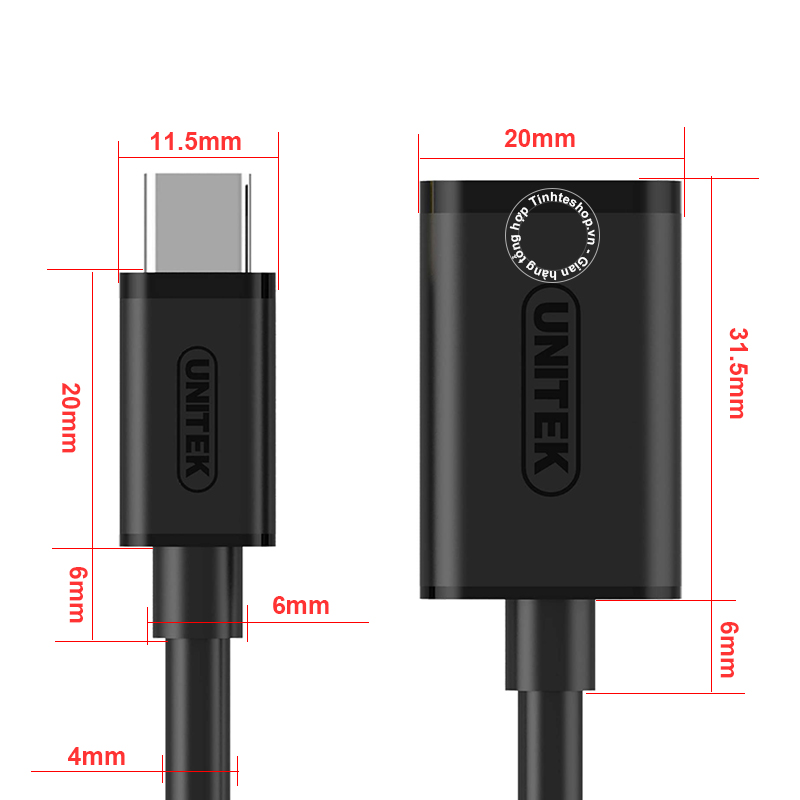 Cáp USB type C OTG 20Cm Unitek Y-C476BK