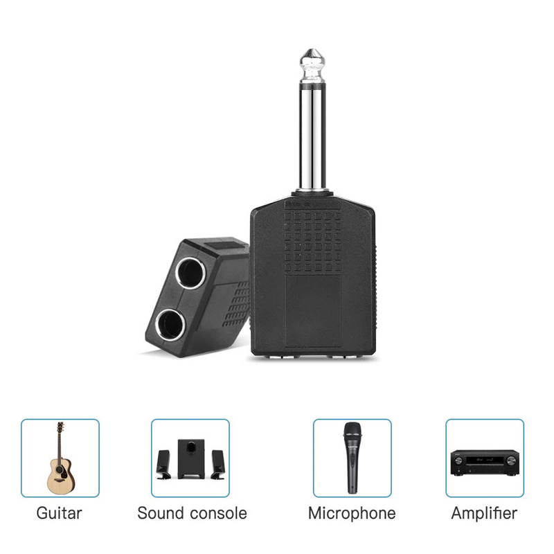 6.35mm male to 2 female adapter