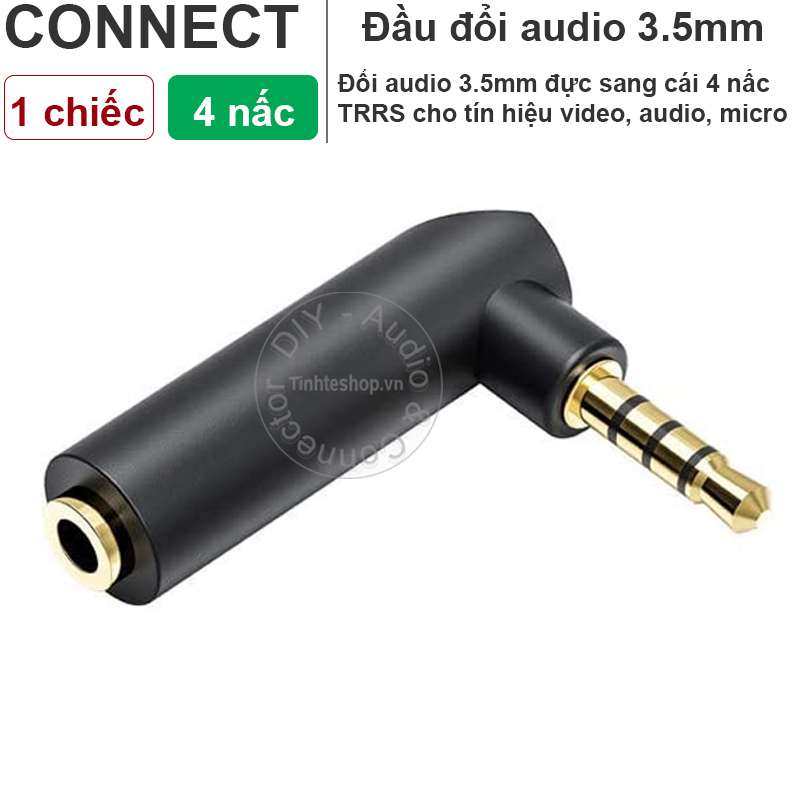 3.5mm stereo 4 pole male to female angle jack plug