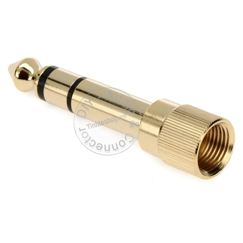 6.35mm male to 3.5mm female stereo jack with threaded ring for large headphones