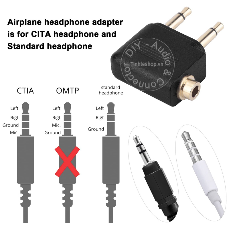 Đầu đổi jack cắm headphone trên máy bay