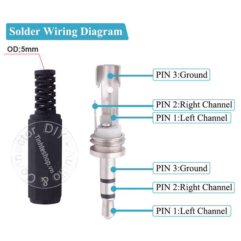 3.5mm stereo TRS solder connector