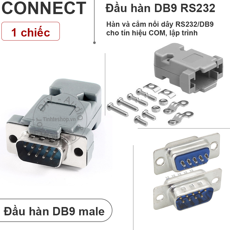 Đầu hàn COM 9 chân male kèm vỏ ốp nhựa