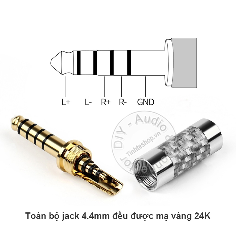 Jack for balanced audio soldering 4.4 OD6mm