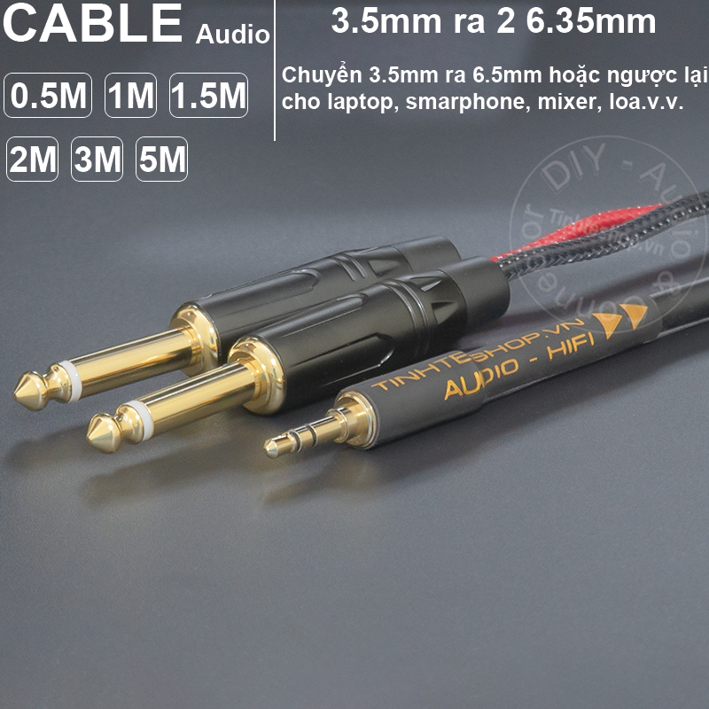 DIY 3.5mm stereo to 2 jack 6.35mm cable