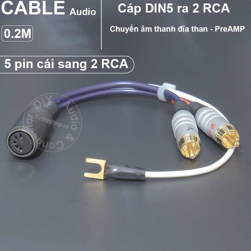 5pin female to 2 RCA male audio cable for vinyl records