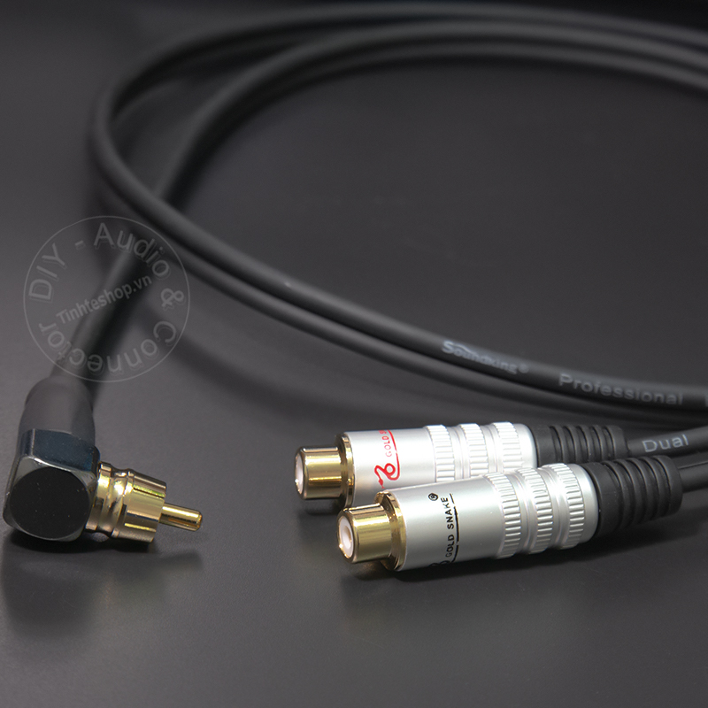 RCA male angle to 2 RCA female cable