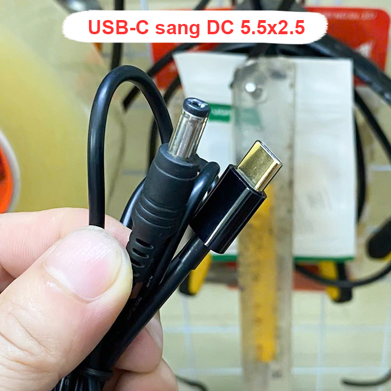 Cáp USB type-C sang VDC 5.5x2.1mm