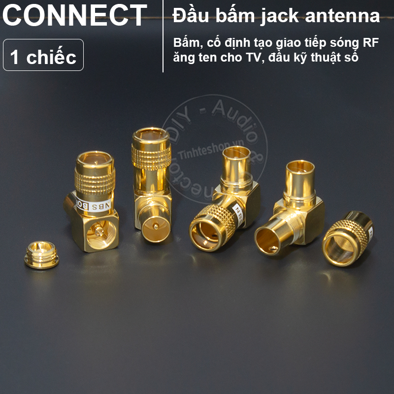 TV antenna plug DVB T2 receiver DIY 24K gold-plated copper screws