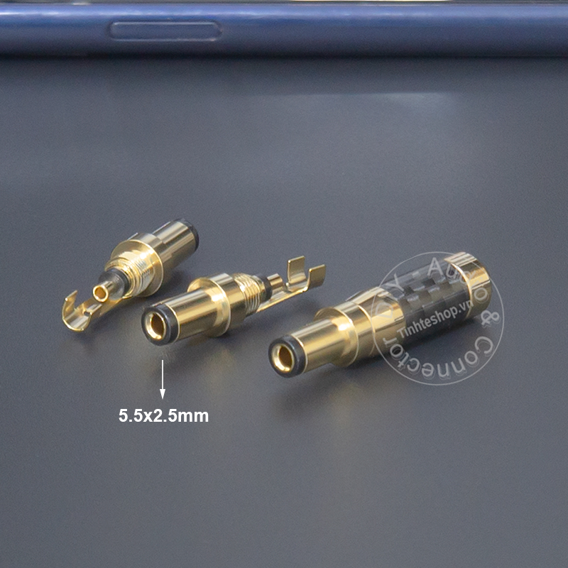 Tin solder DC power jack for audio equipment