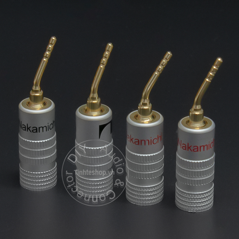 Rắc cắm loa mỏ chim nhân đồng mạ vàng