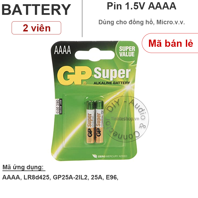 Pin AAAA GP 1.5V LR8D425 GP25A-2IL2 25A E96 MN2500 