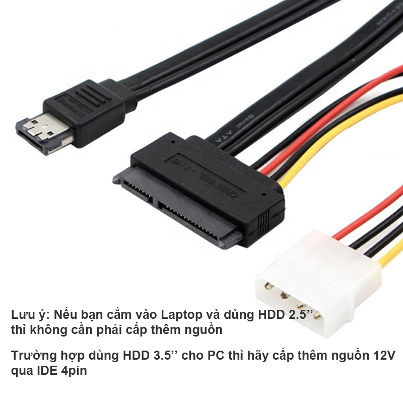 Cáp SATA sang eSATA cho ổ HDD 2.5 3.5'' DVD 5.25'' có cấp nguồn ngoài IDE 12V