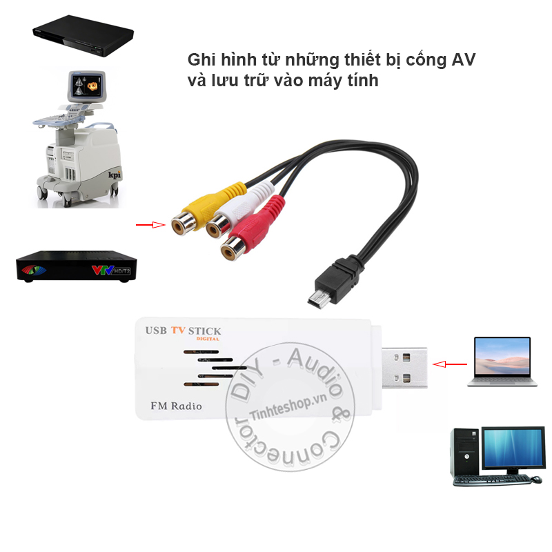 USB capture cổng AV cho máy Siêu âm Nội soi Camera DVD DVB T2