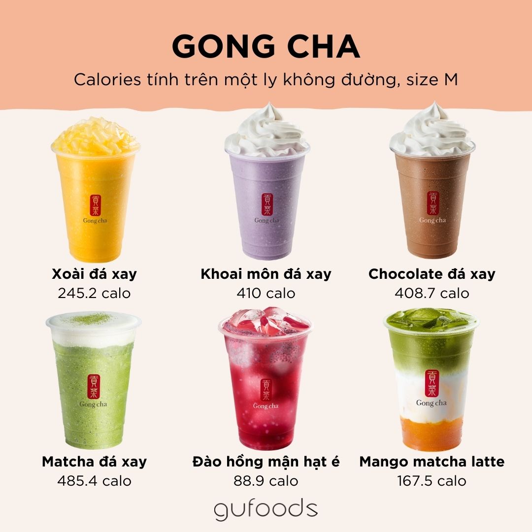 Calories của các thức uống Gong Cha