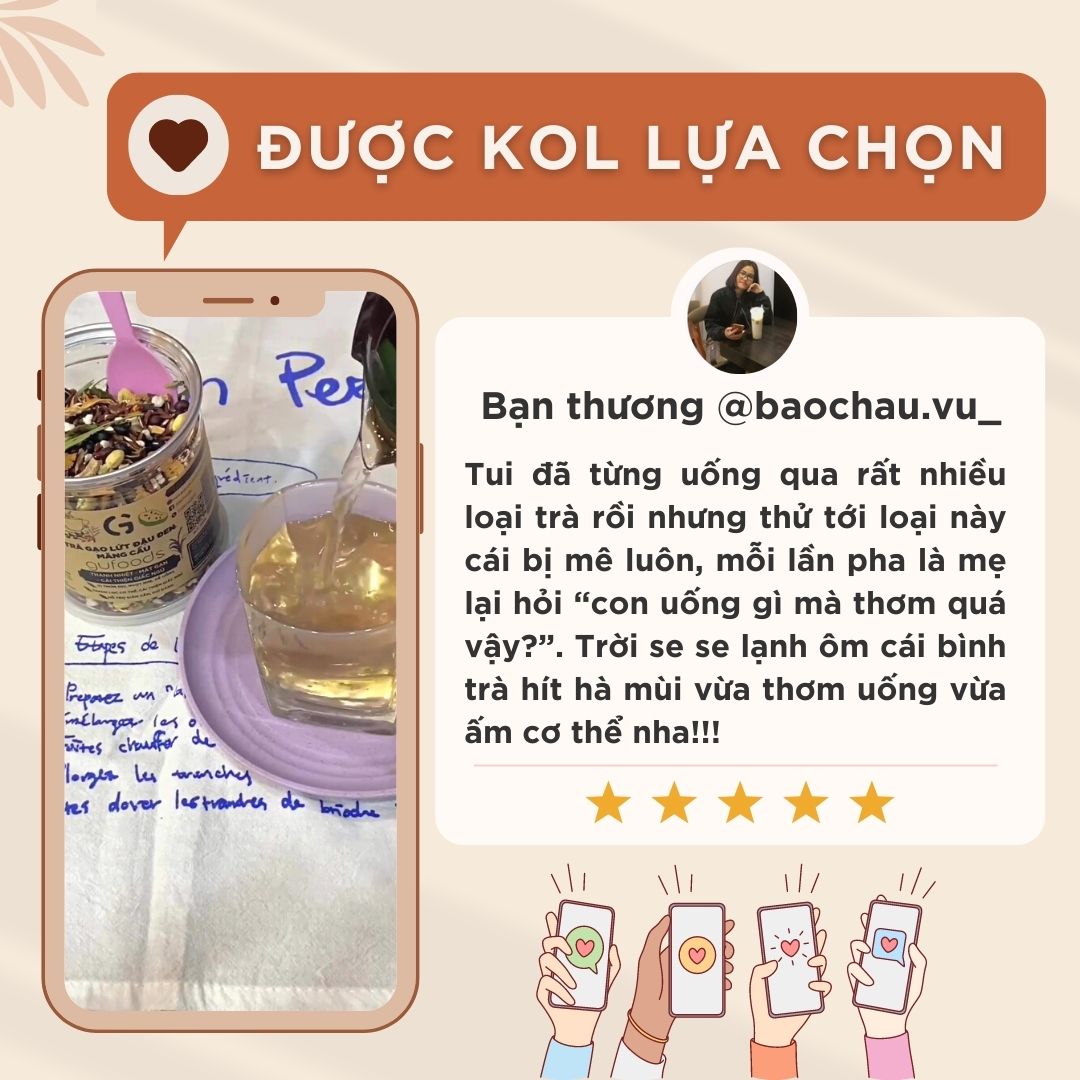 Trà gạo lứt đậu đen GUfoods (Hũ 500g) - Vị tim sen
