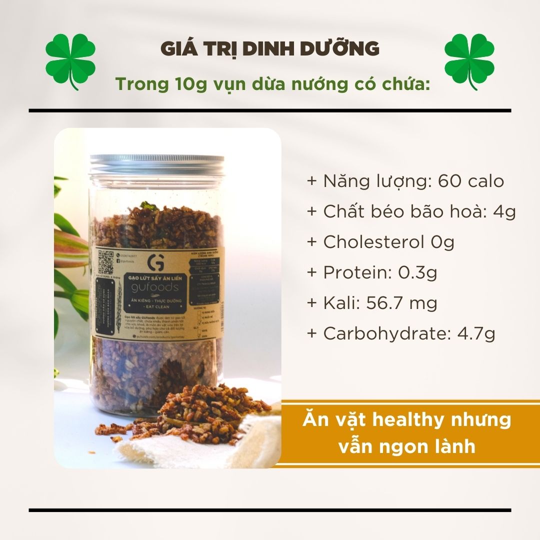 Vụn dừa nướng giúp ăn vặt healthy