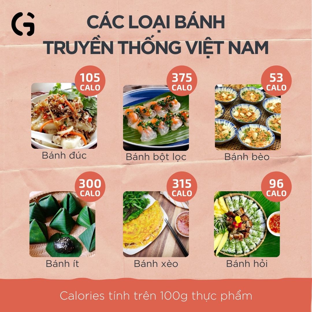 Calories trong các loại bánh truyền thống Việt Nam